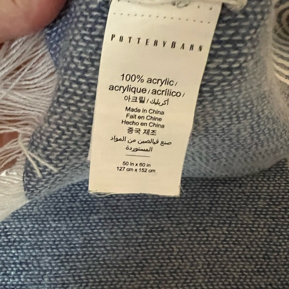 Pottery Barn clover fringe striped Throw farmhouse cottagecore very soft - Picture 6 of 6